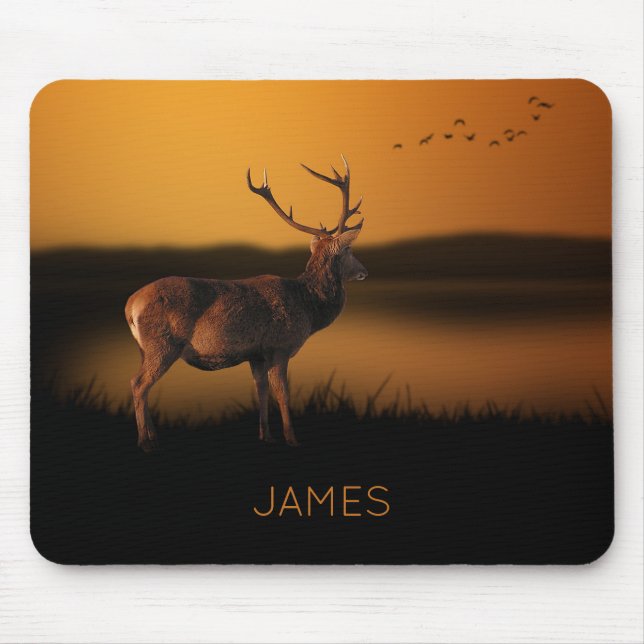 Mousepad Stag Sunrise Misty Morning Deer Personalizado (Frente)
