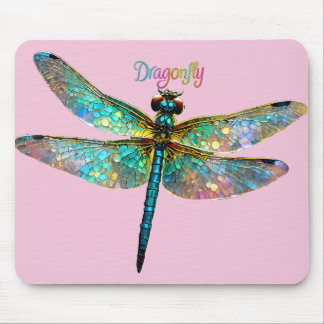Mousepad Stained Glass Colorful Dragonfly
