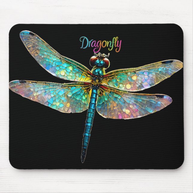 Mousepad Stained Glass Colorful Dragonfly (Frente)