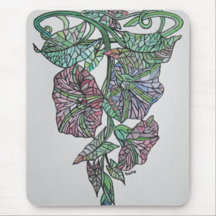 Mousepad Stained Glass Effect Morning Glory September Birth