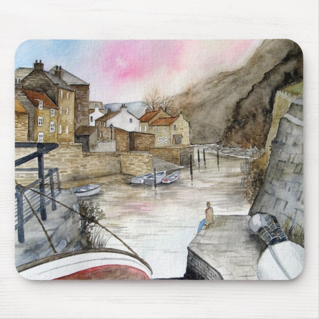Mousepad Staithes, North Yorkshire, England Watercolor (Frente)