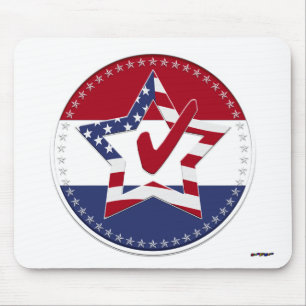 Mousepad Star com a bandeira dos E.U., a verificação verm