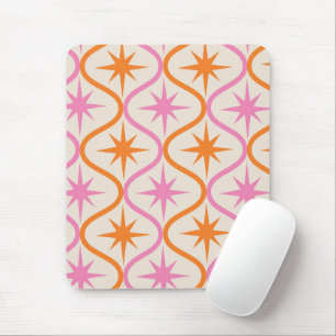 Mousepad Starbursts cor-de-rosa-laranja no padrão Ogee