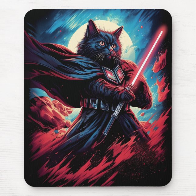 Mousepad Stardust Samurai | Guerreiro de Gato Cósmico (Frente)