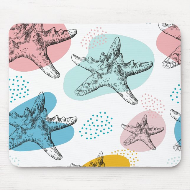 Mousepad Starfish em cores da moda padrão elegante (Frente)