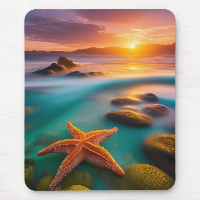 Mousepad Starfish na praia no Dawn (Frente)