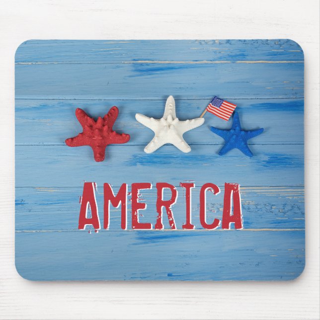 Mousepad Starfish Patriótico Com Bandeira Americana (Frente)
