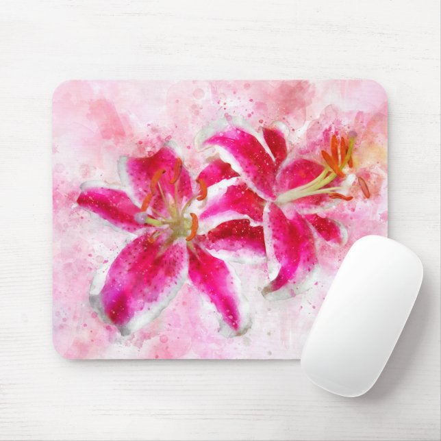 Mousepad Stargazer Lily Flor Watercolor - wb 03 (Com mouse)