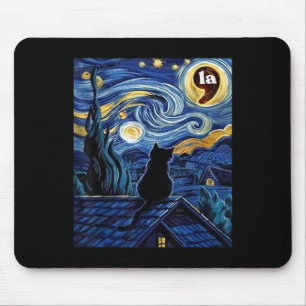Mousepad Starry Night Black Cat Comma La Kamala Harris 2