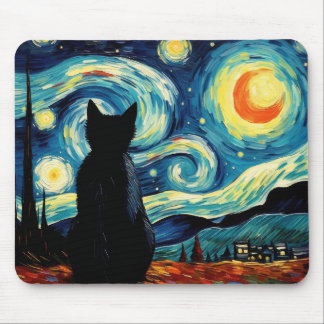 Mousepad Starry Night Cat