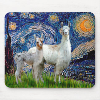 Mousepad Starry Night com Dois Lhamas
