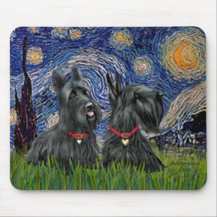 Mousepad Starry Night - Dois Terriers Escoceses