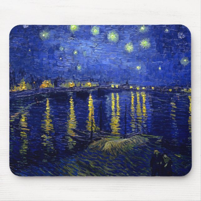 Mousepad Starry Night Rhone por Van Gogh (Frente)