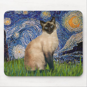 Mousepad Starry Night - Seal Point Gato Siamês