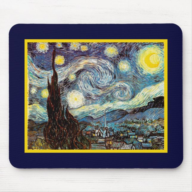 Mousepad Starry Night Van Gogh Fine Art (Frente)