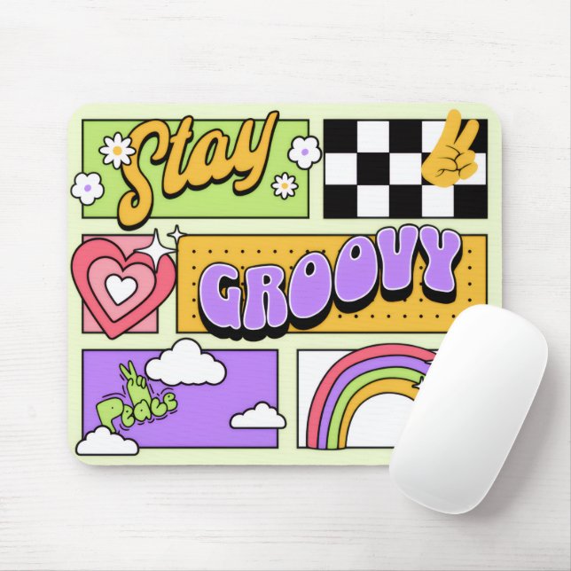 Mousepad Stay Groovy Retro Aesthetic (Com mouse)