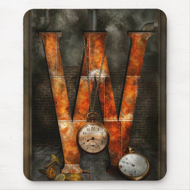 Mousepad Steampunk - Alfabeto - R é de Relógios (Frente)