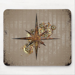 Mousepad Steampunk Compass Star Grunge