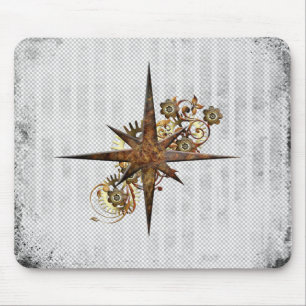 Mousepad Steampunk Compass Star Grunge