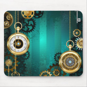 Mousepad Steampunk Jewelry Watch em um fundo verde