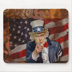 Mousepad Steampunk Sam Patriótico Design de Bandeira dos EU