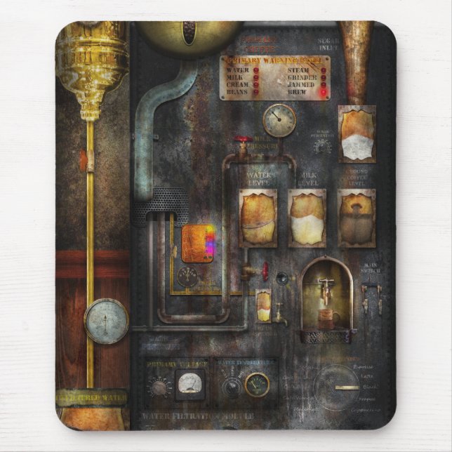 Mousepad Steampunk - todo o isso para uma chávena de café (Frente)