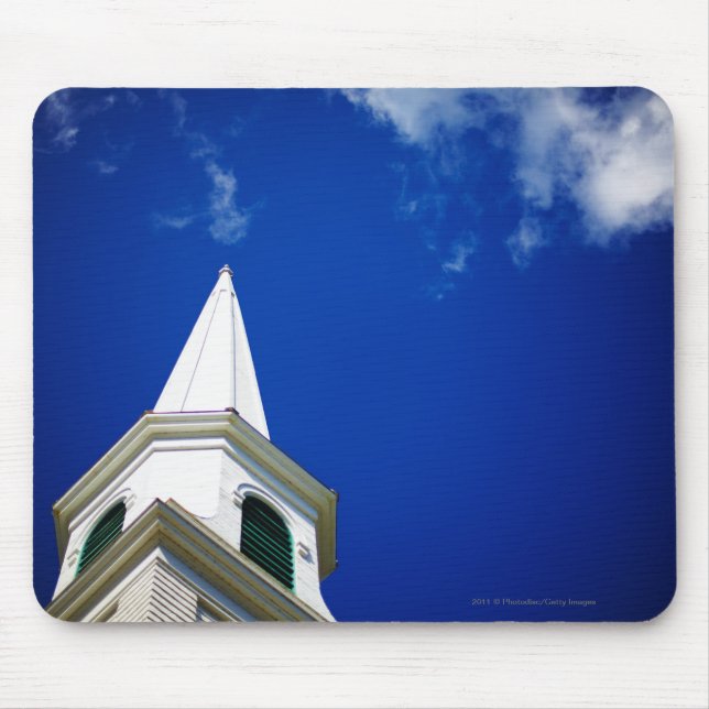 Mousepad Steeple da igreja de Nova Inglaterra com um céu de (Frente)