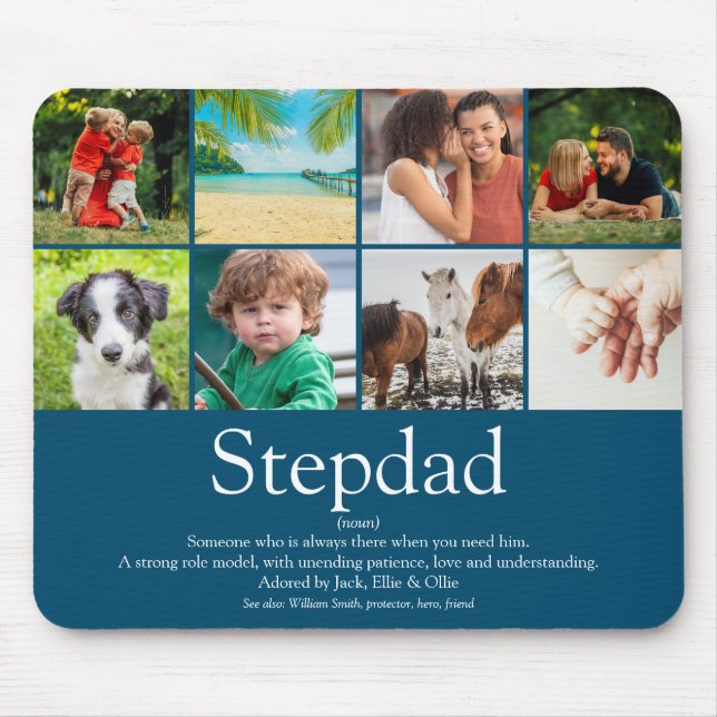 Mousepad Stepdad Stepdad Definição 8 Foto Diversão Azul (Frente)