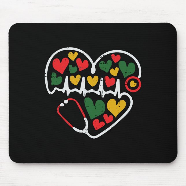 Mousepad Stethoscope Heart Junetemelanin Enfermeira African (Frente)
