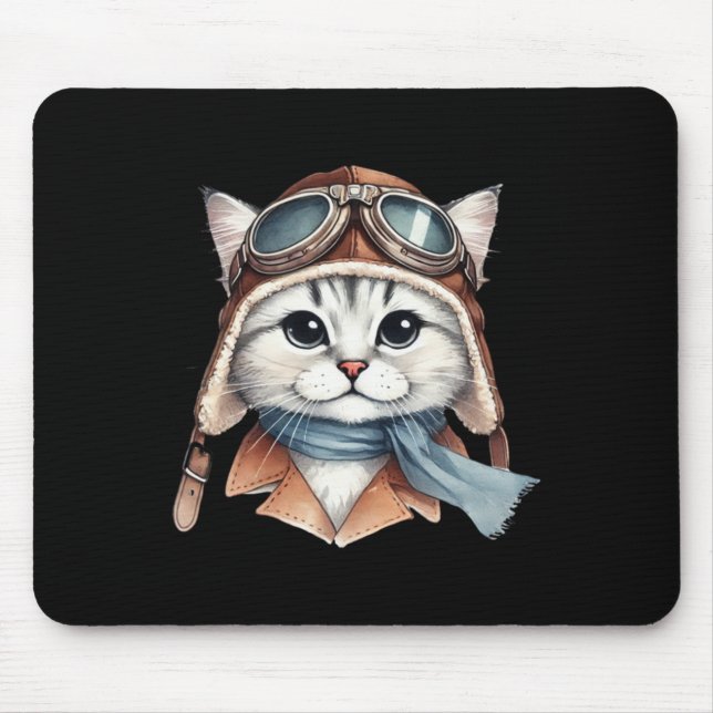 Mousepad Sticker Siberian Cat Pilot (Frente)