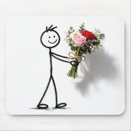 Mousepad Stickman With Rose Bouquet