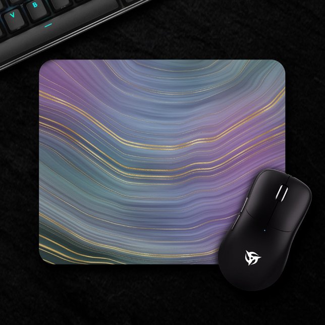 Mousepad Strata legal | Belo Púrpura Azul e Agate Dourado (Criador carregado)