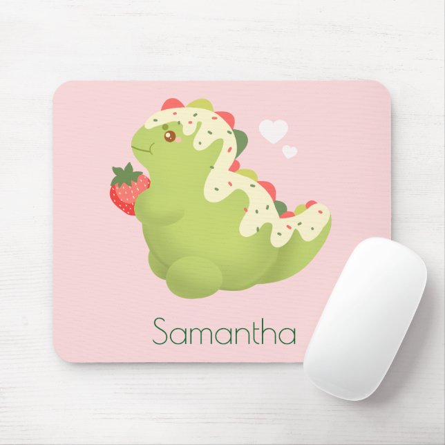 Mousepad Strawberry Matcha Dinosaur  (Com mouse)