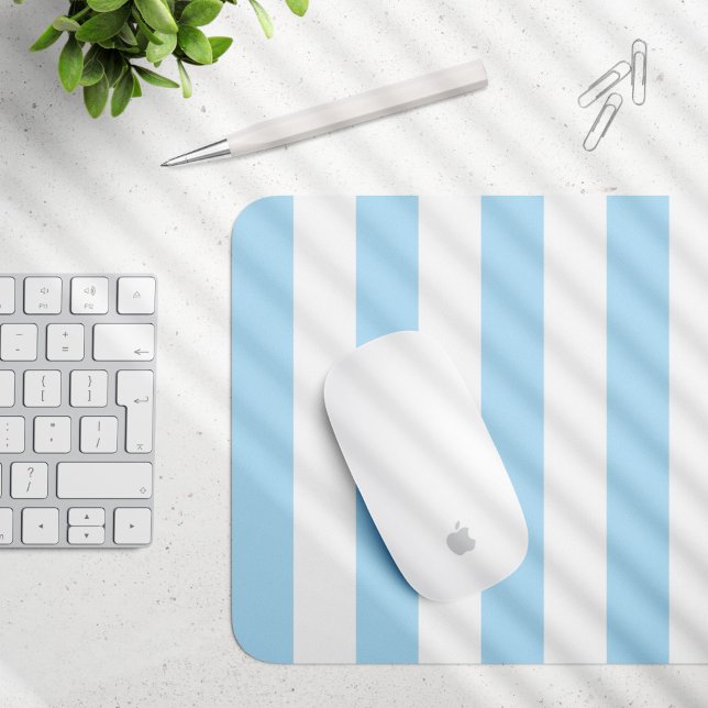 Mousepad Stripes Azuis, Listras Brancas, Padrão Stripe (Criador carregado)