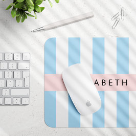 Mousepad Stripes Azuis, Padrão Striped, Linhas, Seu Nome