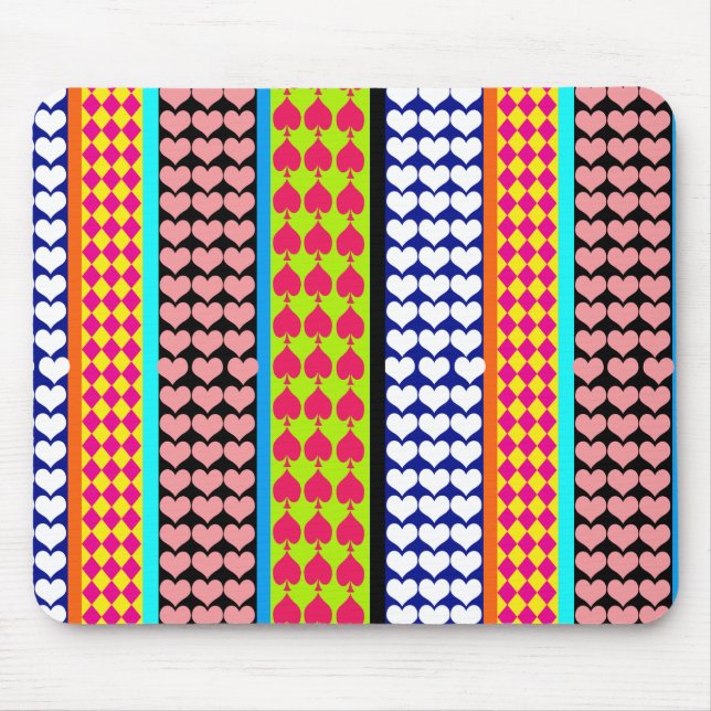 Mousepad Stripes Corações Ouros Boho Mistura Design (Frente)