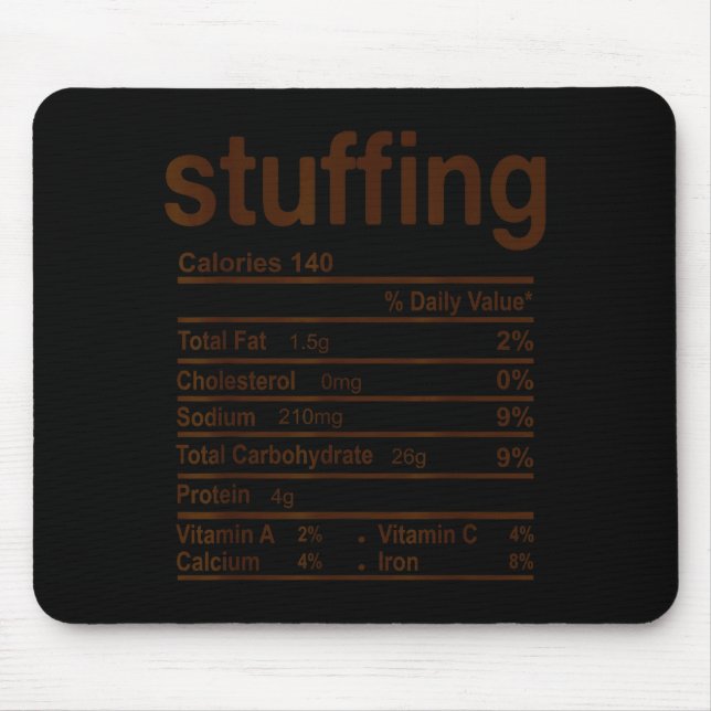 Mousepad Stuffing Nutrition Facts Funny Thanksgiving Food C (Frente)