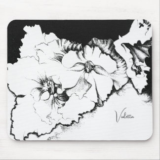 Mousepad Stylish Black & White Original Stipple Art Floral