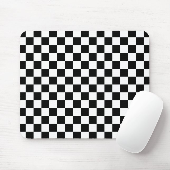 Mousepad Stylish Black White Square Pattern (Com mouse)