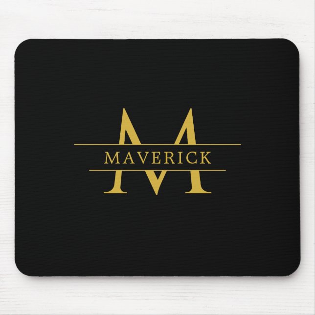 Mousepad Stylish Custom Initials with Name Office (Frente)