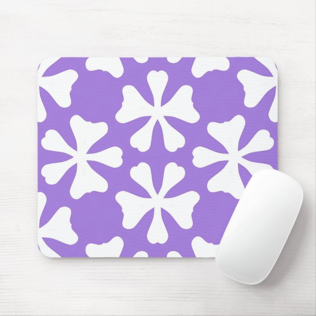 Mousepad Stylish Lilac Purple and White Geometric Pattern (Com mouse)