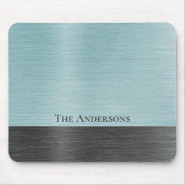 Mousepad Stylish Monogram Teal Grey Metallic