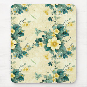 Mousepad Suave Bege Teal Margarida Floral Cottage