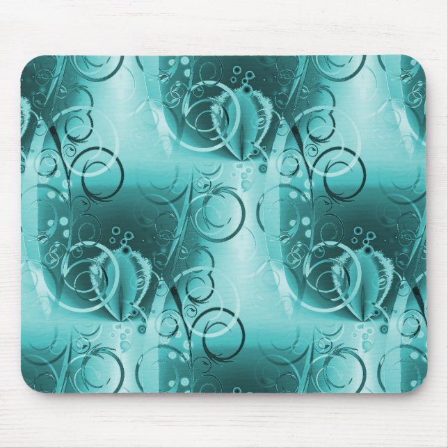 Mousepad Suavização Floral Desmaecida Turquesa Azul Present (Frente)