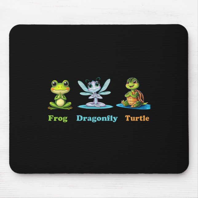 Mousepad Subtle Political Humor Frog Dragonfly Turtle Yoga  (Frente)
