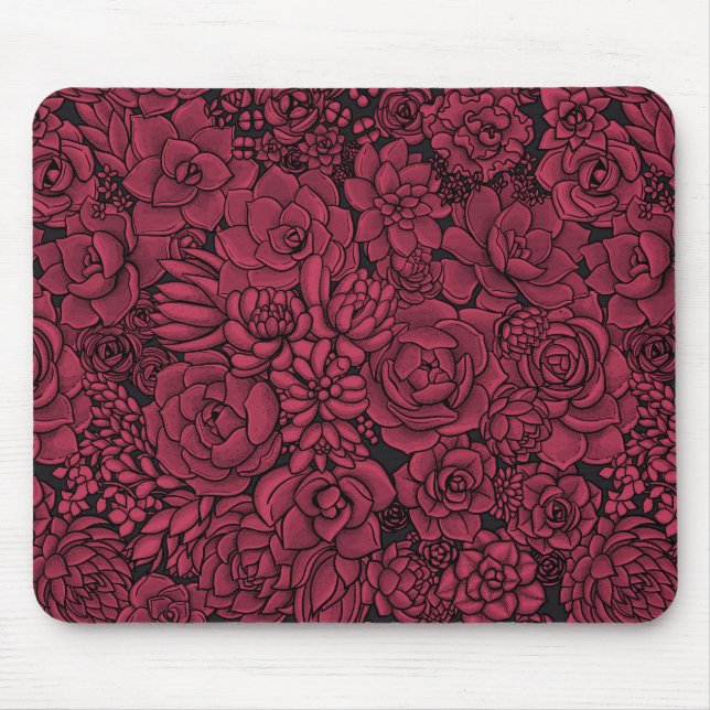 Mousepad Suculentos na Viva Magenta - Cor do Ano 2023 (Frente)