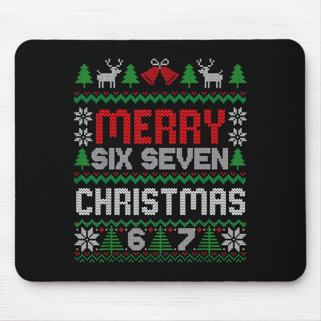Mousepad Suéter Feio de Natal 67 Seis Sete 6 7 Meme Engraça (Frente)