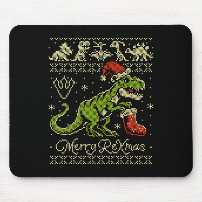 Mousepad Suéter Feio de Natal de Dinossauro - Natal Diverti (Frente)