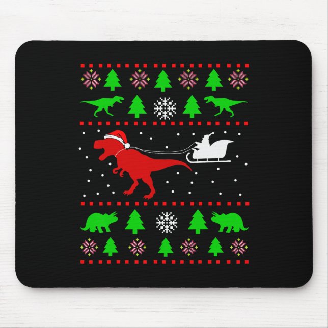 Mousepad Suéter feio de Natal de dinossauro para adultos e  (Frente)