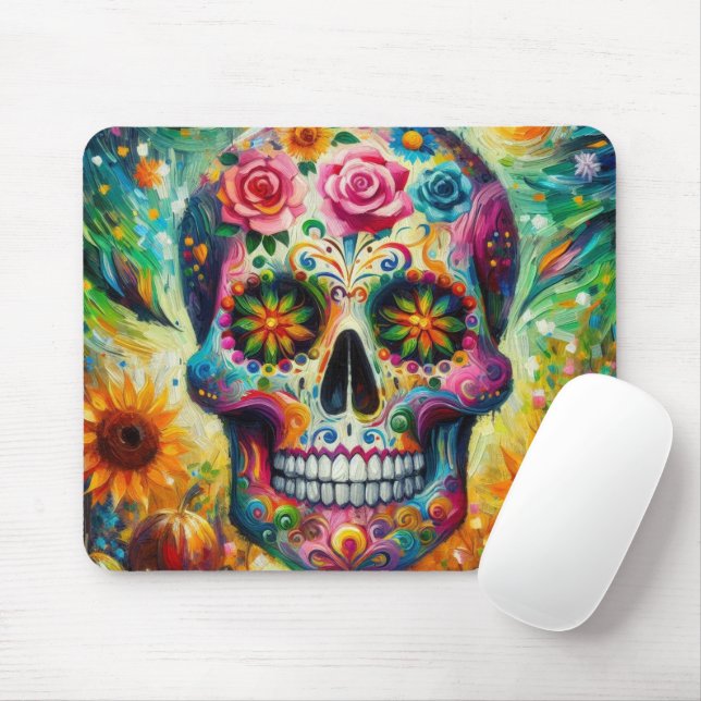 Mousepad Sugar Skull Dia De Los Muertos Dia dos Mortos (Com mouse)